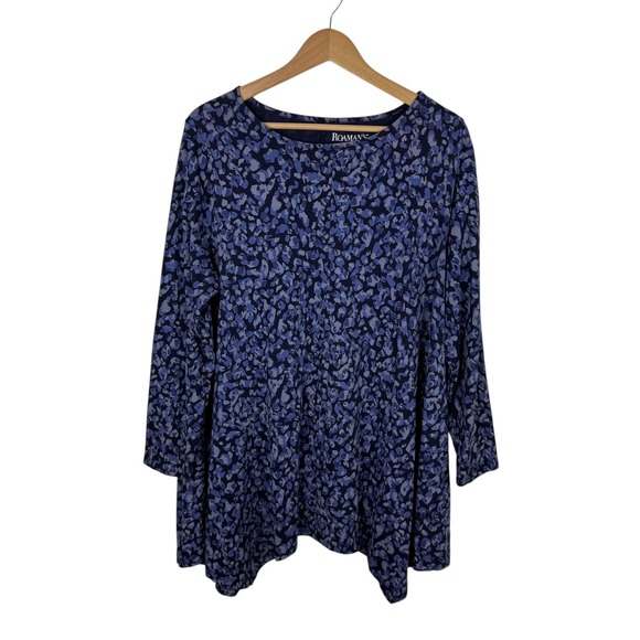 Roaman's Womens Floral Tunic‎ Top Sz Medium Long Sleeve Casual Flowy Comfort - Picture 1 of 6